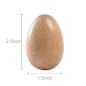 Musfunny Wood Musical Eggs Shakers, 4pcs Egg Maracas Shakers Wooden Hand Percussion Instrument for Musical Education Party Classroom Prizes (Natural Wood)