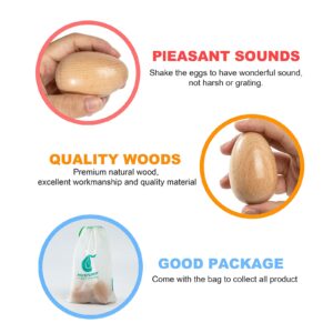 Musfunny Wood Musical Eggs Shakers, 4pcs Egg Maracas Shakers Wooden Hand Percussion Instrument for Musical Education Party Classroom Prizes (Natural Wood)