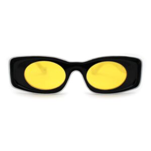 Womens Unique Concave Thick Mod Plastic Sunglasses Black Yellow