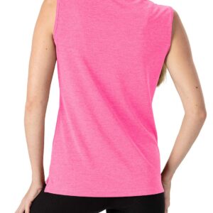 TBMPOY Women's UPF 50+ Golf Polo Shirts Sleeveless Zip Up Athletic Tank Tops Quick Dry Rose XL