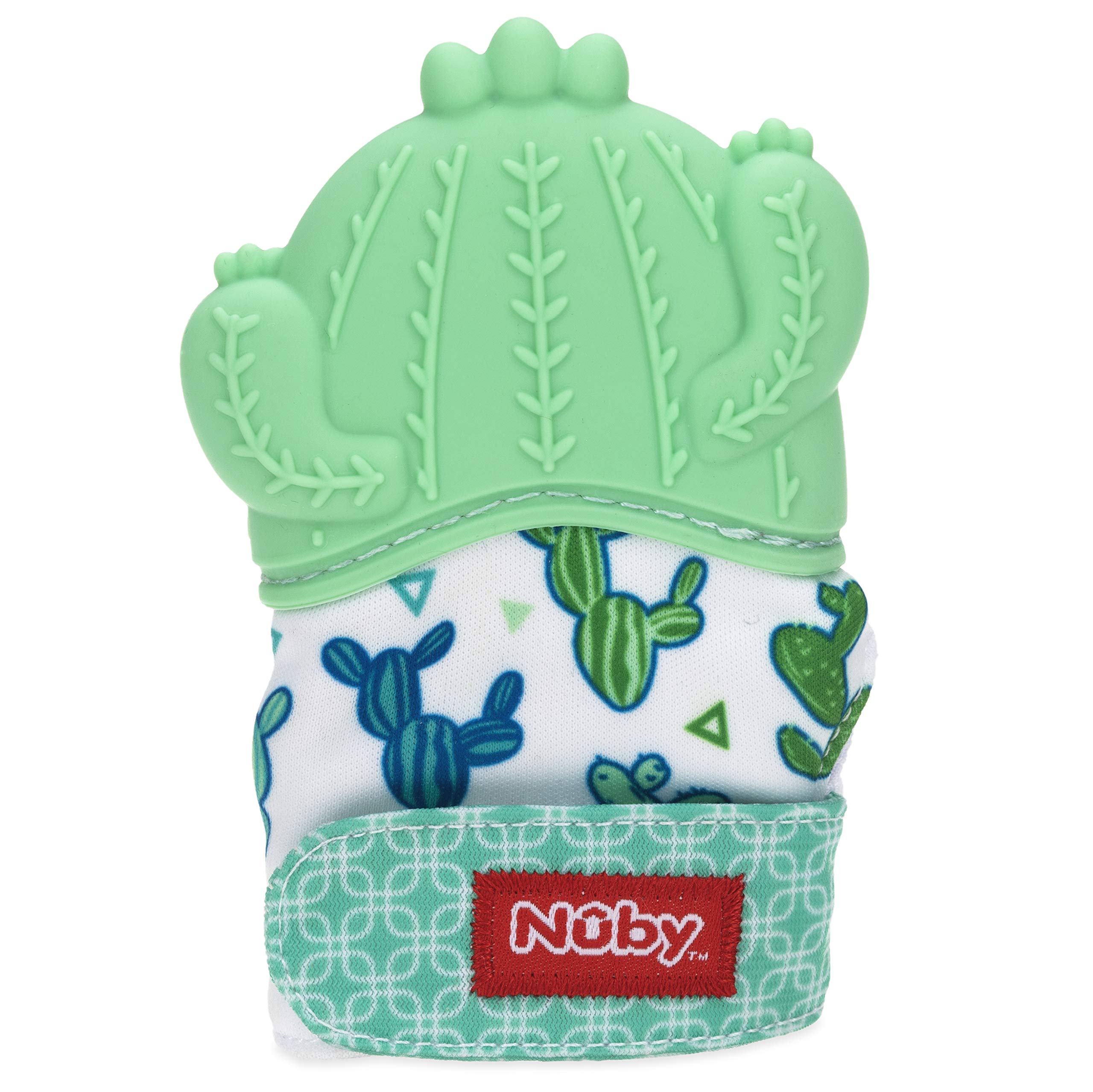 Nuby Happy Hands Silicone Teething Mitten: 3M+, Cactus, Green (80727)