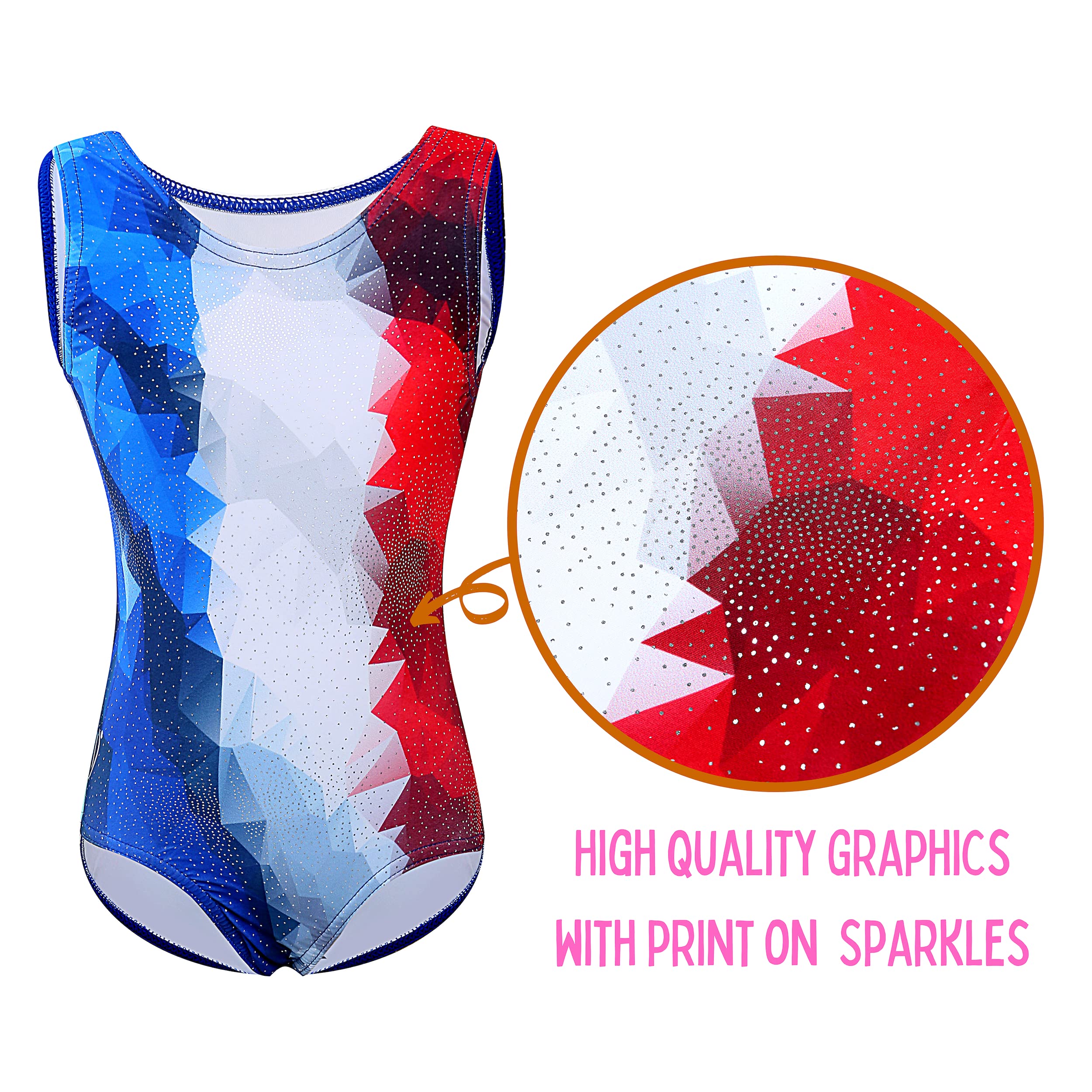 Dancina Patriotic Gymnastics Leotard Size 8 American Flag