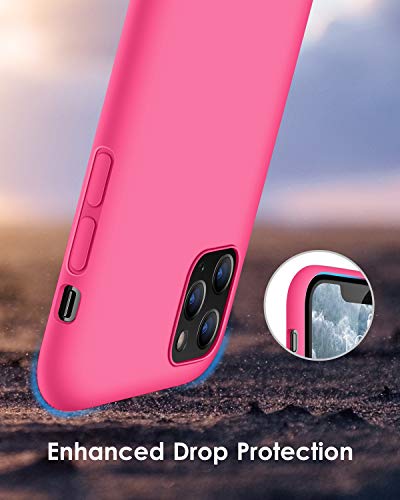 DTTO Compatible with iPhone 11 Pro Case, [Romance Series] Full Covered Silicone Cover [Enhanced Camera and Screen Protection] with Honeycomb Grid Cushion for iPhone 11 Pro 5.8" 2019, Rose Red