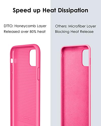 DTTO Compatible with iPhone 11 Pro Case, [Romance Series] Full Covered Silicone Cover [Enhanced Camera and Screen Protection] with Honeycomb Grid Cushion for iPhone 11 Pro 5.8" 2019, Rose Red