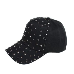 Gudessly Adjustable Breathable Rhinestone Baseball Cap for Women Bling Sequins