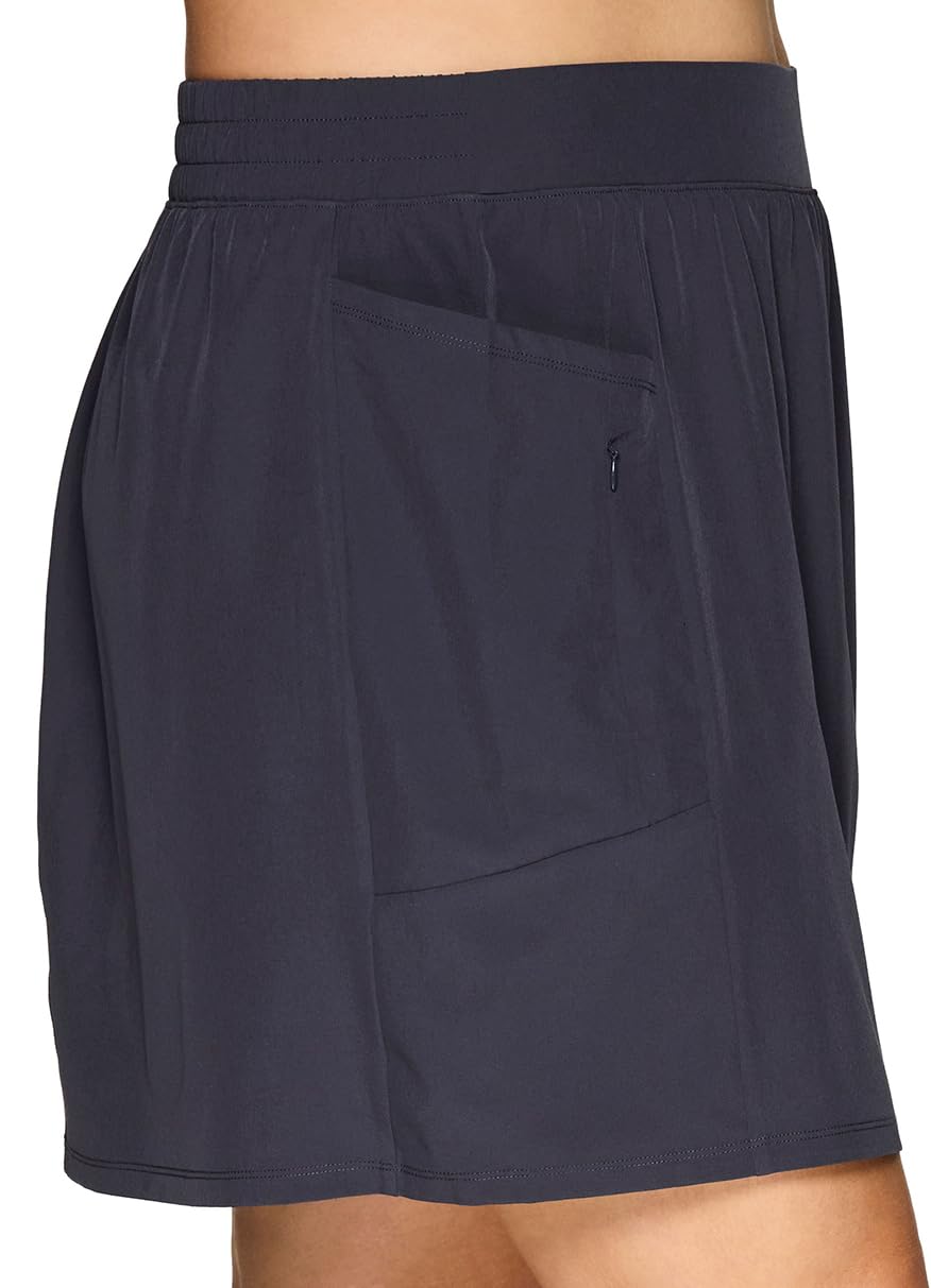 RBX Active Women's Plus Size Skort, Stretch Woven Golf/Tennis/Pickleball Skirt with Attached Bike Short, Zipper Pocket S21 Charcoal 1X