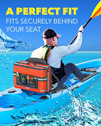 Skywin Kayak Cooler Behind Seat - Waterproof Kayak Seat Back Cooler- Compatible with Lawn-Chair Style Seats, Kayak Accessories Stores Drinks and Keeps Them Cool All Day Kayaking (Orange)