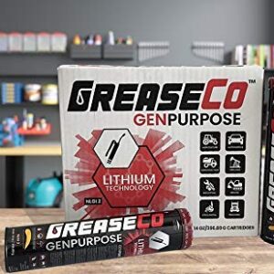 General Purpose Lithium Grease Tube | Grease Cartridge for Grease Gun | Tractor | Automotive | Ball Joint | Mower | High Temp | Door Tracks | Amber | Case of Grease 10 Tubes | NLGI 2 | GenPurpose