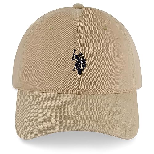 U.S. Polo Assn. mens U.s. Polo Assn. Washed Twill Cotton Adjustable Hat With Pony Logo and Curved Brim Baseball Cap, Khaki, One Size US