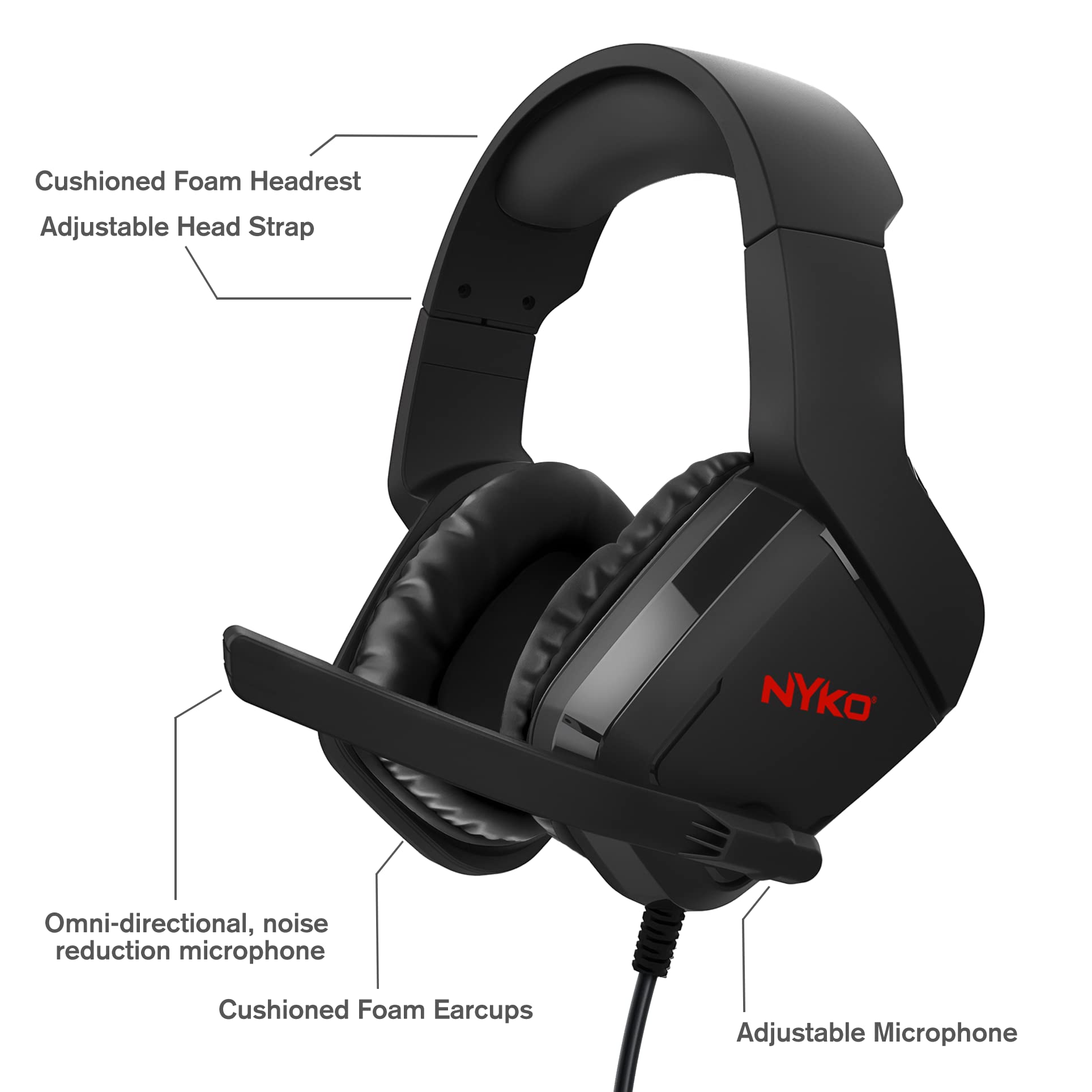 Nyko NXBX-4500 Wired Stereo Headset for Xbox Series X|S, Xbox One, PS4, PS5, & Switch – Over-Ear, Comfortable & Compatible with Xbox Series X