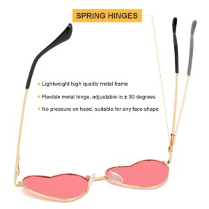 Polarized Heart Shaped Sunglasses for Women Metal Frame Cute Lovely Glasses 100% UV Protection (Gold/Clear Pink)