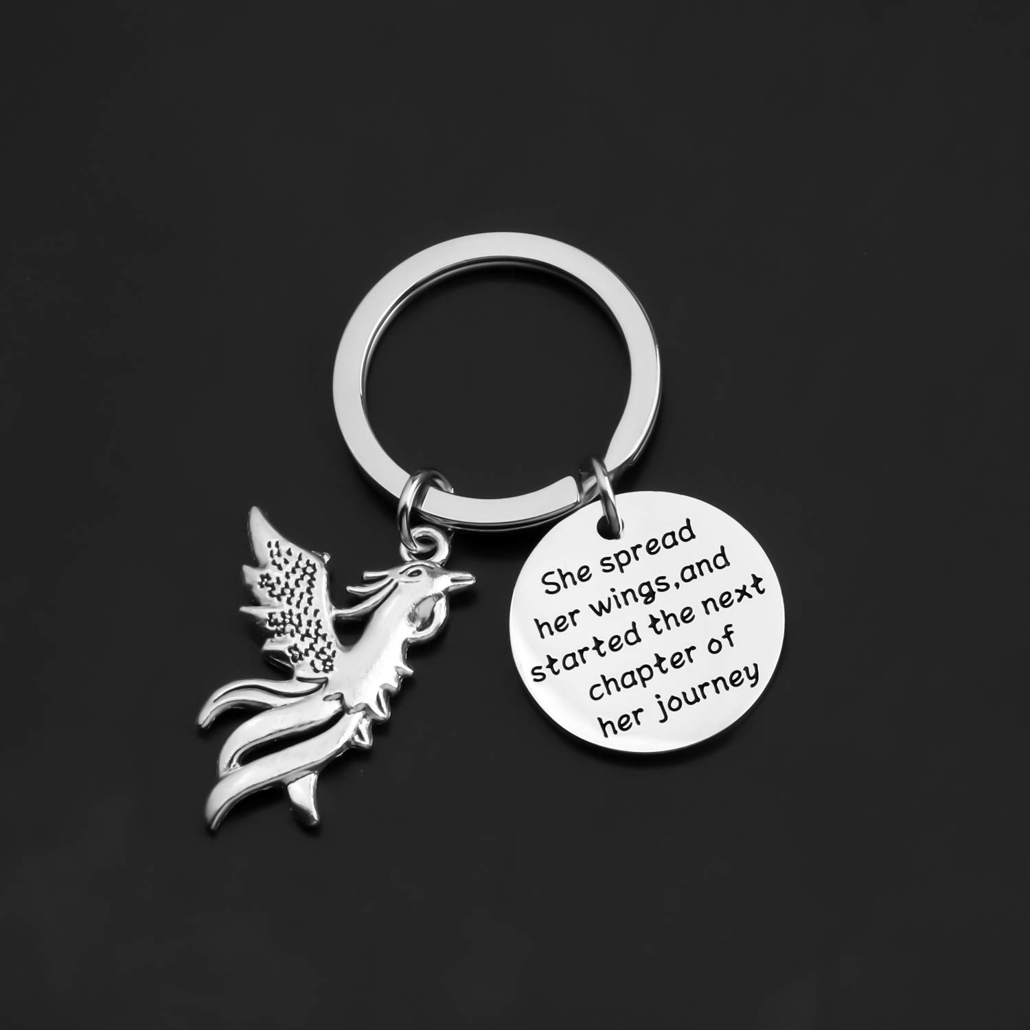 UJIMS Inspirational Phoenix Keychain New Beginning Gifts Started The Next Chapter Of Her Journey Rising Phoenix Jewelry (Phoenix Keychain)