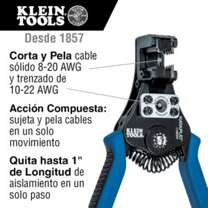 Klein Tools 11063W Wire Cutter/Wire Stripper, Heavy Duty Wire Stripper Tool & 11061 Wire Stripper/Wire Cutter for Solid and Stranded AWG Wire, Heavy Duty Kleins are Self Adjusting