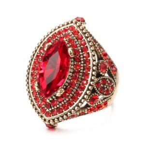 ckhao women ring - big size antique gold plated turkish style red gemstone vintage ring women jewelry j0769red (8)