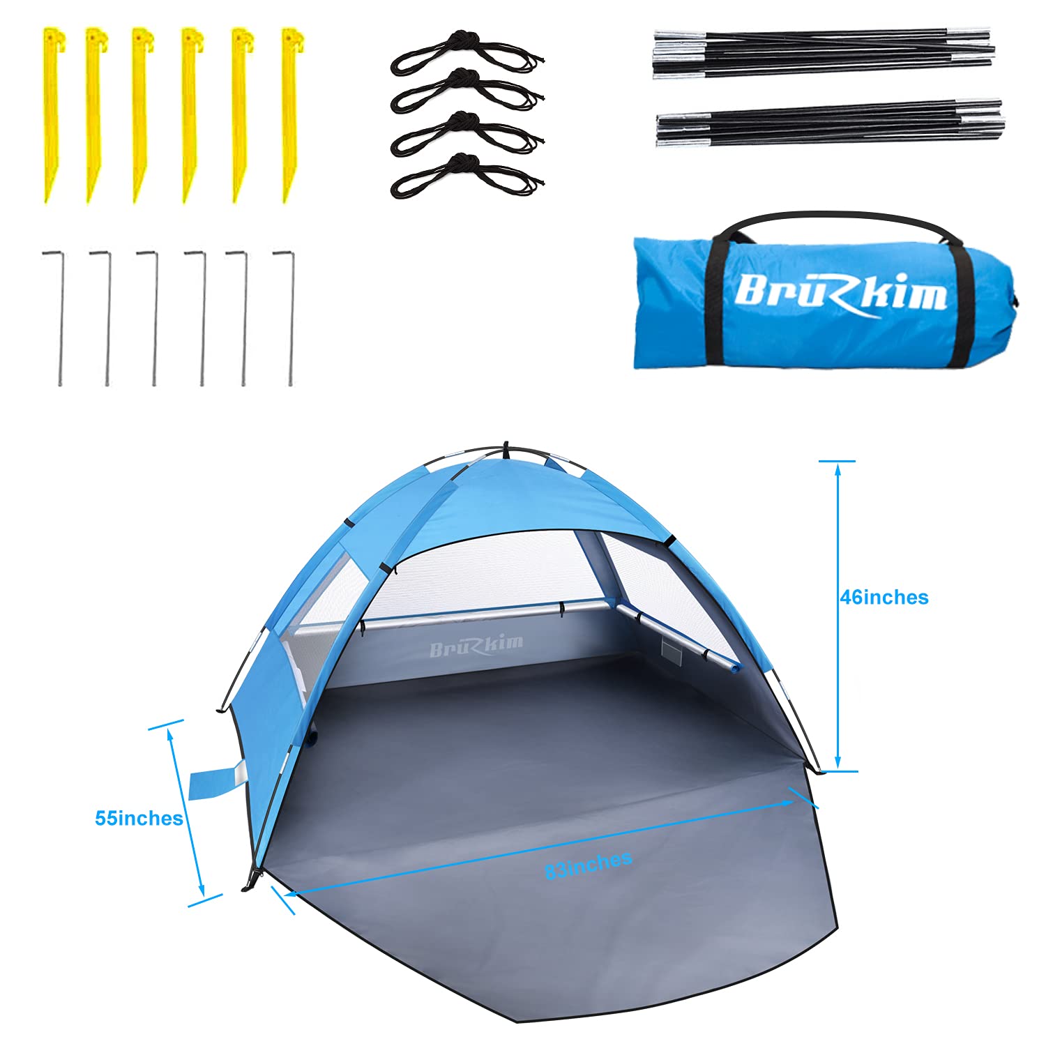 Beach Tent Sun Shelter for 2 Person, Portable Foldable Lightweight Waterproof Windproof, Easy Set Up for Family, Camping, Hiking, Mountaineering, Outdoor