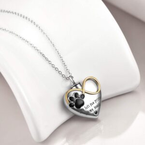 POPLYKE Infinity Heart Urn Necklace for Dog Sterling Silver Pets Ashes Necklace for Women Men Unisex Cremation Necklace Jewelry