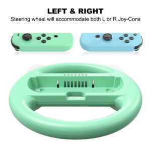 momen Switch Steering Wheel for Nintendo Switch Accessories，Racing Wheels for Mario Kart 8 Deluxe，Compatible with Switch JoyCon Controllers（2 Pack，Blue & Green）