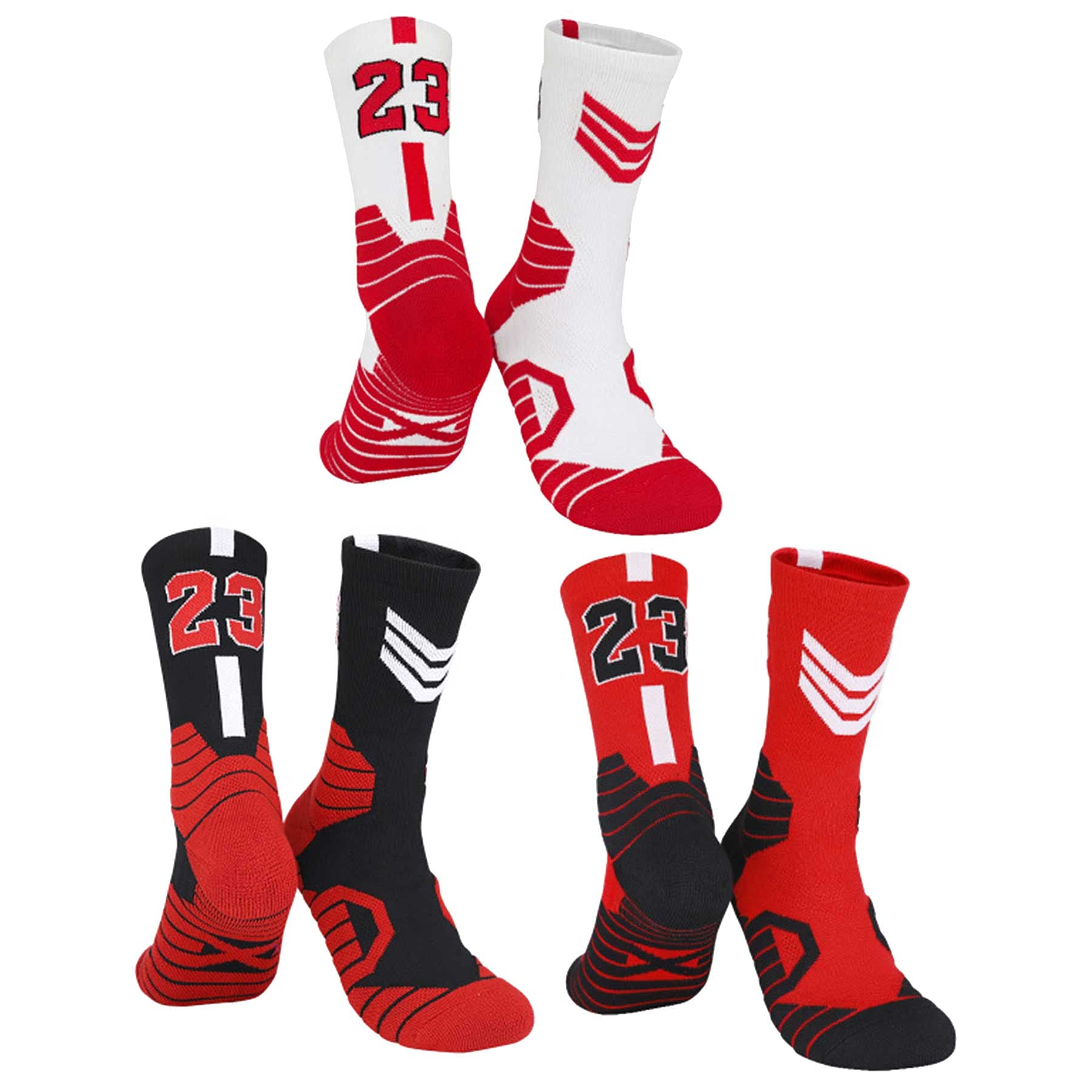 Bingfone 3 Pairs Basketball Socks,Compression Socks,Athletic Socks,Sport Socks for Men & Women,Running,Climbing (MJ-23)