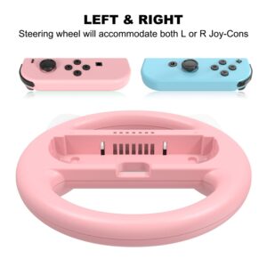 momen Switch Steering Wheel for Nintendo Switch Accessories，Racing Wheels for Mario Kart 8 Deluxe，Compatible with Switch JoyCon Controllers, 2 Pack，Blue & Pink