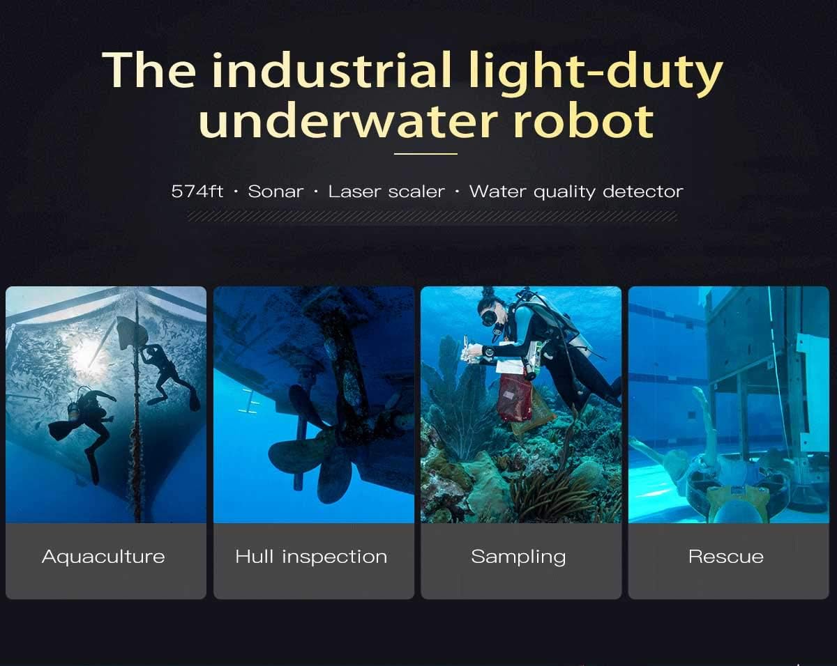 200M Underwater Drone ROV Robot with 4K UHD Action Camera Remote Control Shooting Under Water Camera Unmanned Submarine for Diving Fishing (150m)