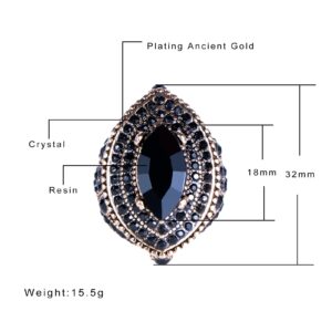 CKHAO Women Ring - Big Size Antique Gold Plated Turkish Style Black Gemstone Vintage Ring Women Jewelry J0769BLK (8)