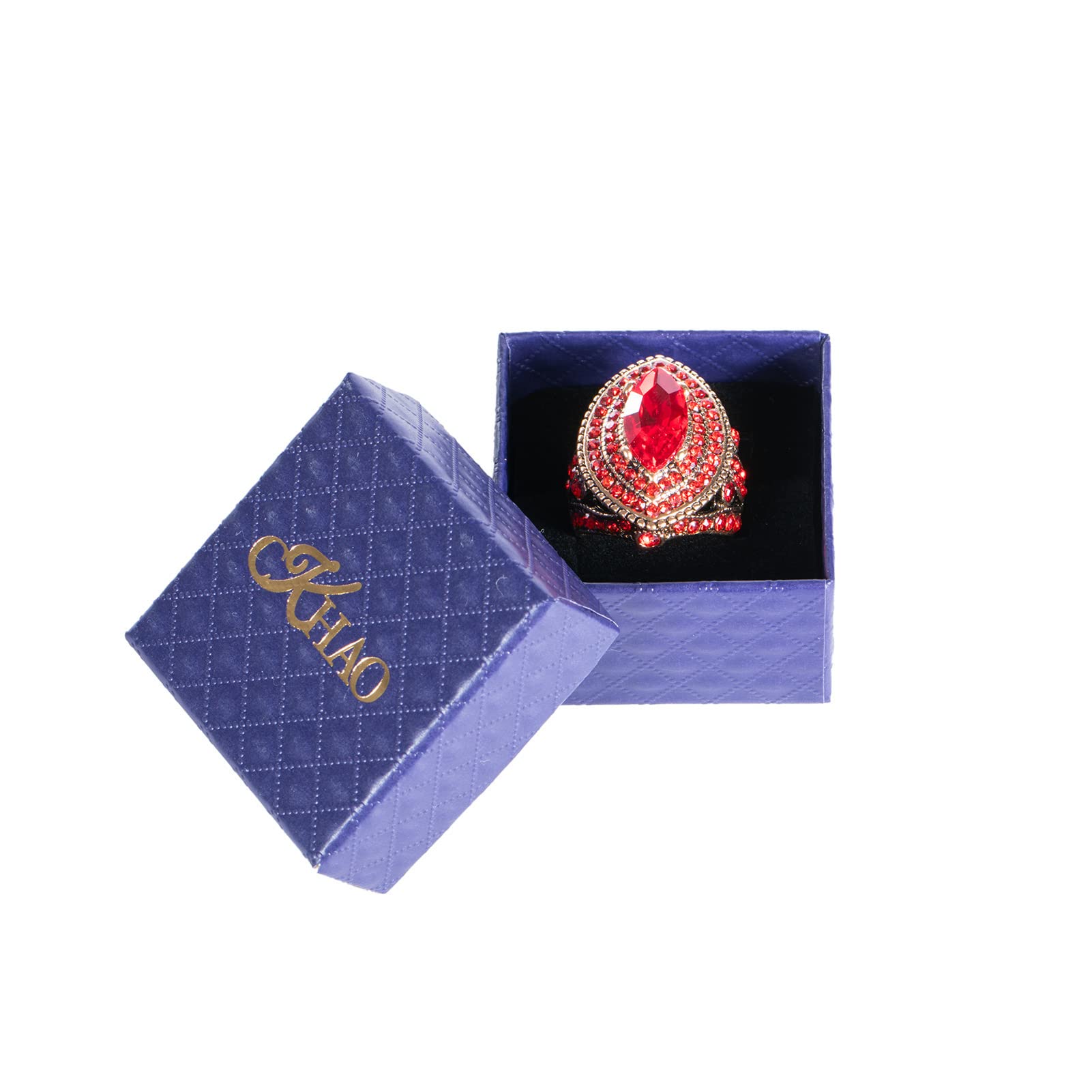 CKHAO Women Ring - Big Size Antique Gold Plated Turkish Style Red Gemstone Vintage Ring Women Jewelry J0769RED (8)