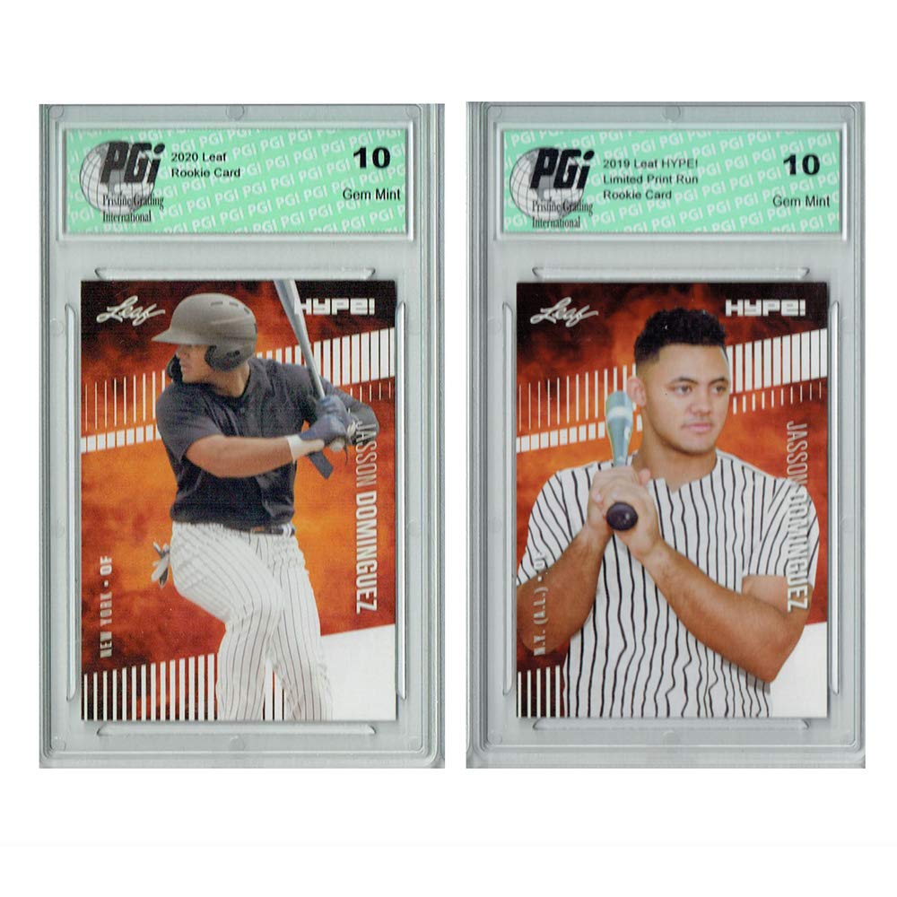 2) Jasson Dominguez 2019 Leaf HYPE! #26, 2020#44 Rookie Card PGI 10 Lot Yankees