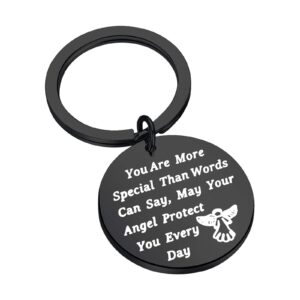 lqri guardian angel keychain travel safely gift guardian angel protect keychain drive be careful gift new driver gift(black