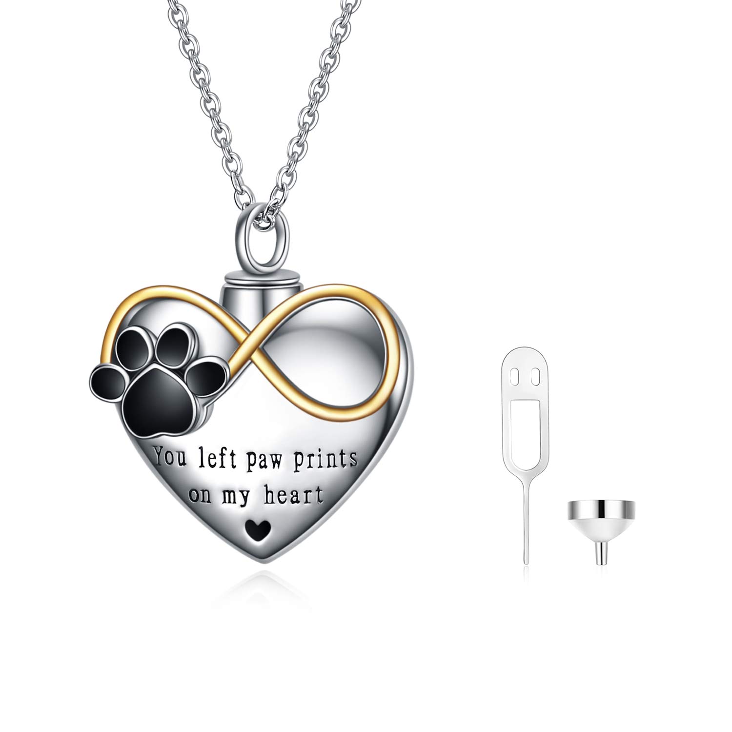 POPLYKE Infinity Heart Urn Necklace for Dog Sterling Silver Pets Ashes Necklace for Women Men Unisex Cremation Necklace Jewelry