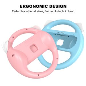 momen Switch Steering Wheel for Nintendo Switch Accessories，Racing Wheels for Mario Kart 8 Deluxe，Compatible with Switch JoyCon Controllers, 2 Pack，Blue & Pink