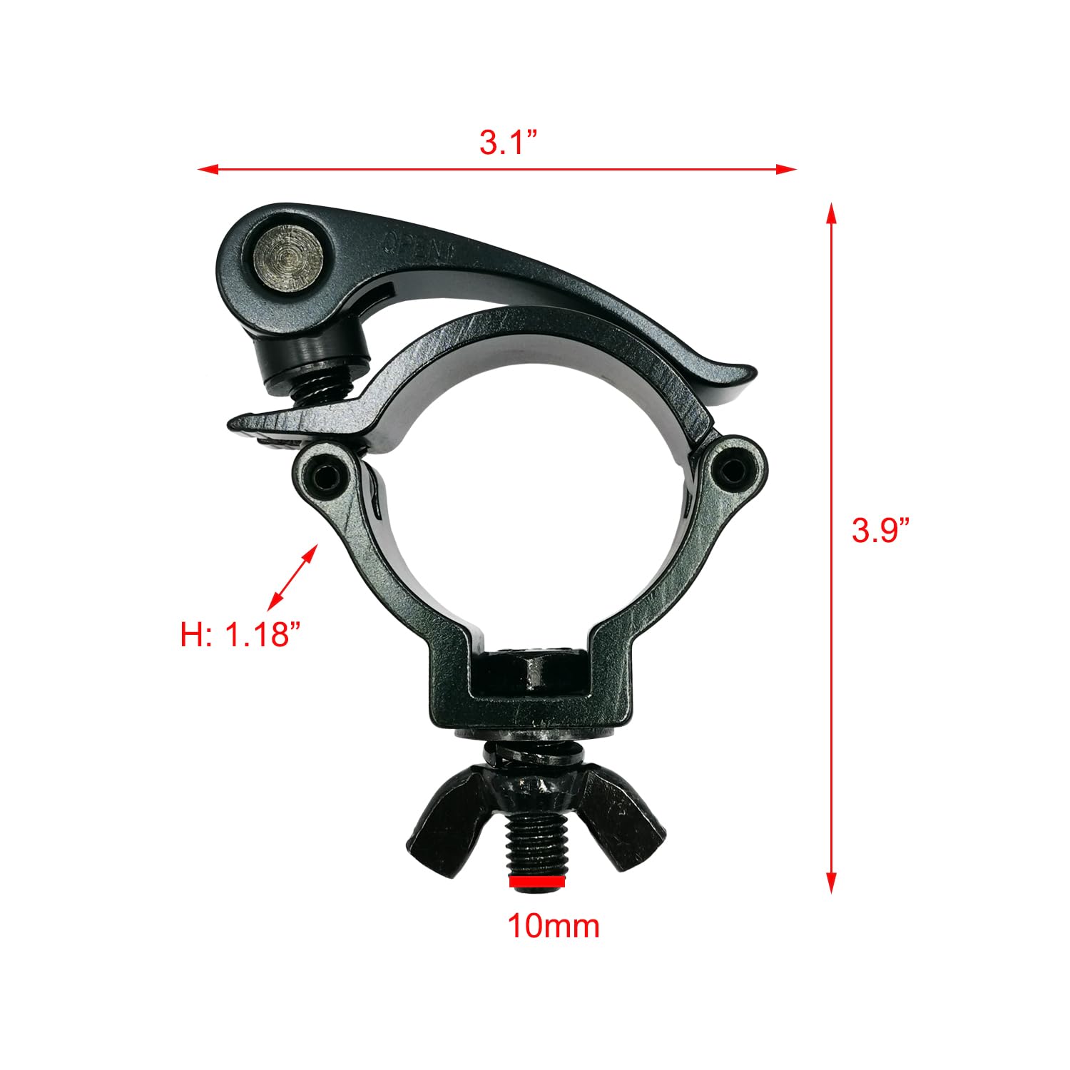 Lighting Clamp 2 Inch Truss Quick Release Mount Heavy Duty 220 Lbs Fit 48-51mm OD Pipe truss F34 Black