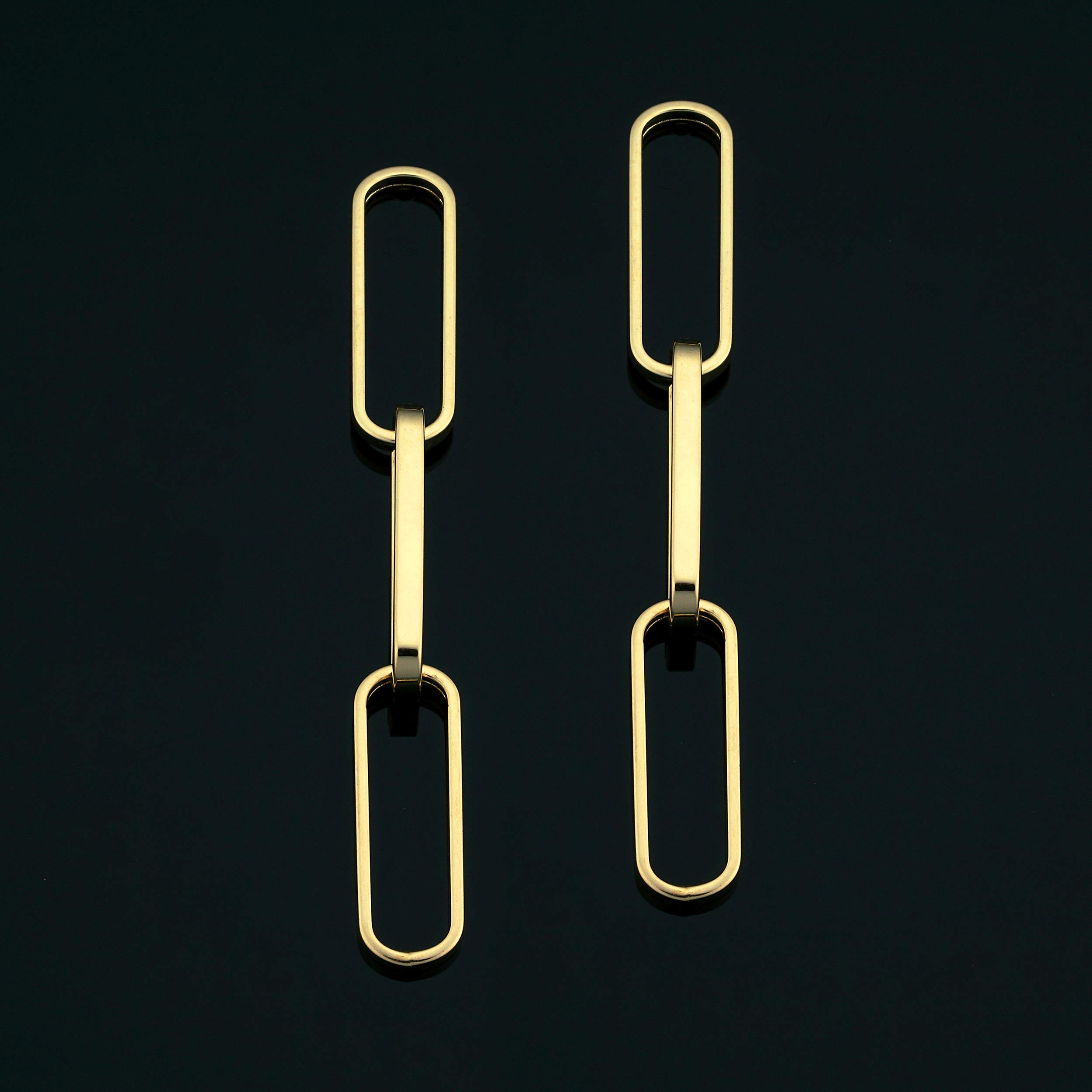 14k Yellow Gold Paper Clip Link Chain Drop Earrings (1.7 inches long)