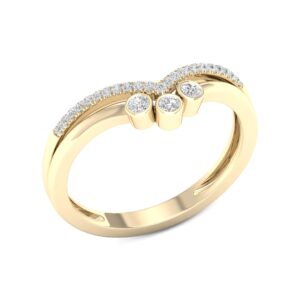 DZON 10K Yellow Gold 1/10CT TDW Diamond Crown Ring Love Gift for Women(I-J,I2)