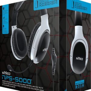 Nyko NP5-5000 Wired Headset for PlayStation 5 - Lightweight Headphones w/Adjustable Microphone - Compatible w/ PS4, PS5, Nintendo Switch, Xbox One and Xbox X|S - PS5 Accessories (Black/White)