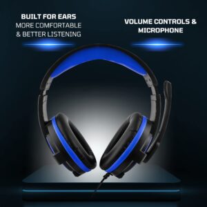 Nyko Np-2600 Wired Headset for PlayStation 4 - Lightweight Headphones w/Adjustable Microphone - Compatible w/ PS5, Xbox 1, Xbox X/S & Nintendo Switch - PS4 Gaming Accessories (Black and Blue)