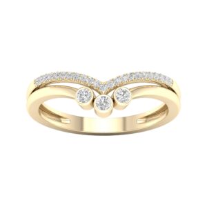 DZON 10K Yellow Gold 1/10CT TDW Diamond Crown Ring Love Gift for Women(I-J,I2)