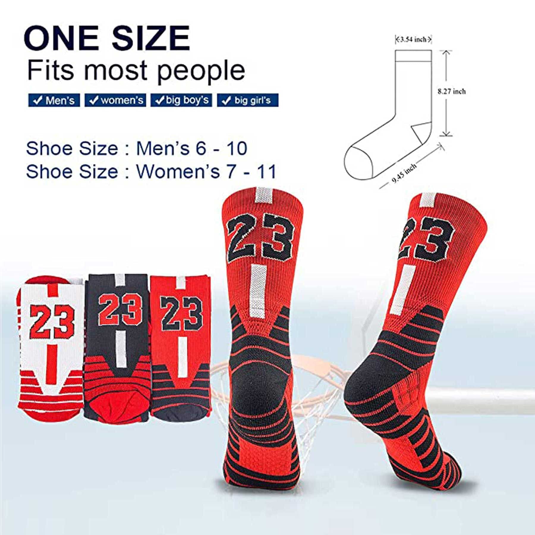 Bingfone 3 Pairs Basketball Socks,Compression Socks,Athletic Socks,Sport Socks for Men & Women,Running,Climbing (MJ-23)