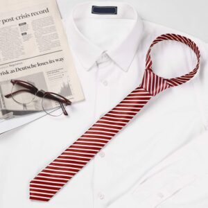 Allegra K Men's Stripe Classic Self-Tied Necktie Skinny Tie Slim Ties for Business Casual One Size Red