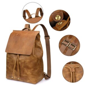 S-ZONE Women Genuine Leather Tote Bag Shoulder Handbag Bundle with Backpack Purse