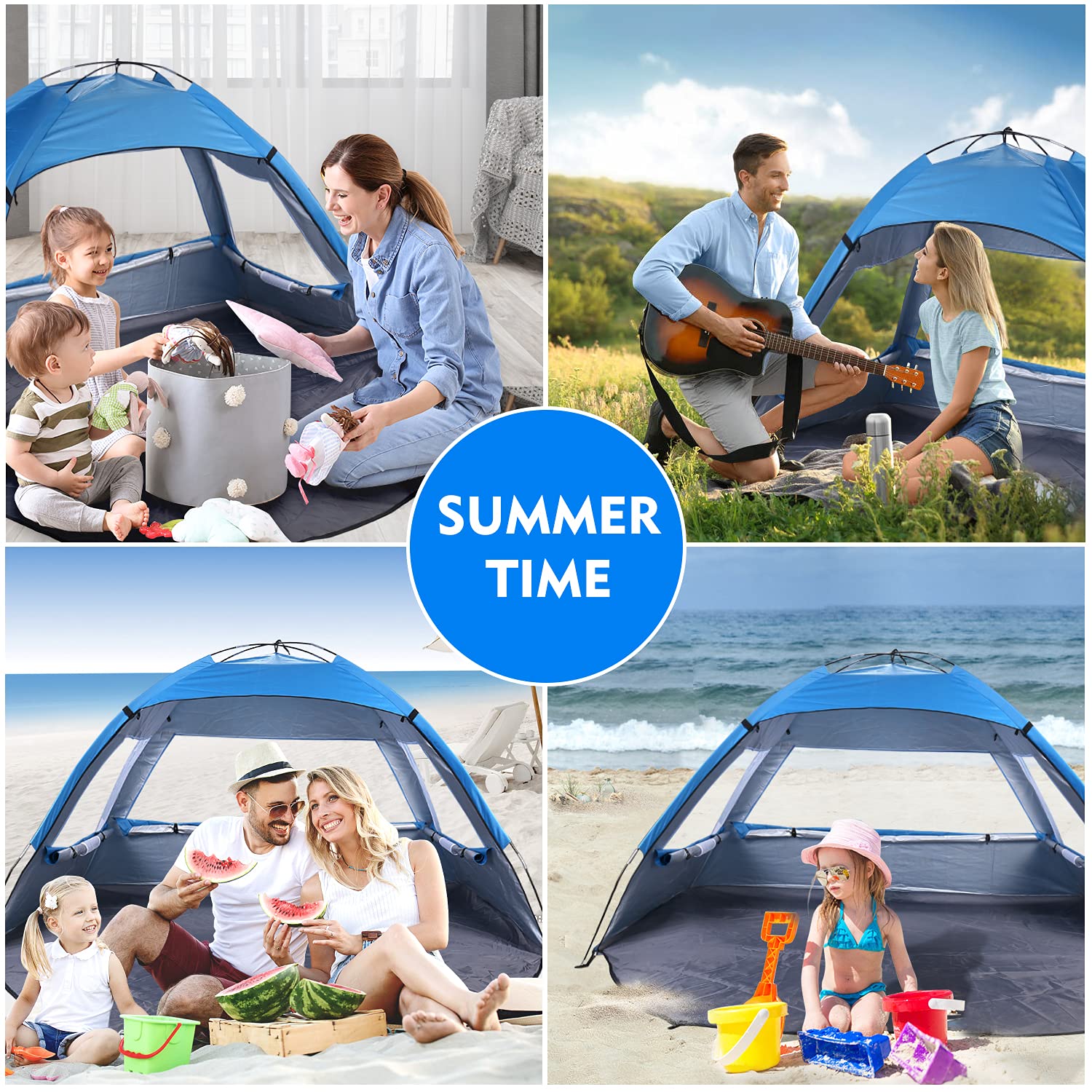 Beach Tent Sun Shelter for 2 Person, Portable Foldable Lightweight Waterproof Windproof, Easy Set Up for Family, Camping, Hiking, Mountaineering, Outdoor