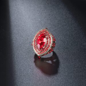 CKHAO Women Ring - Big Size Antique Gold Plated Turkish Style Red Gemstone Vintage Ring Women Jewelry J0769RED (8)