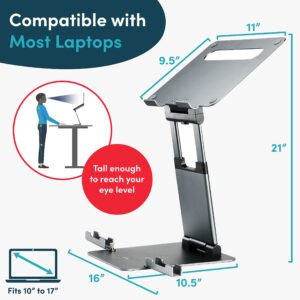 Ergonomic Laptop Stand for Desk, Adjustable Height up to 20", Laptop Riser Computer Pulpit Stand for Laptop, Portable Laptop Stands, Fits MacBook, Laptops 10 15 17 inches Laptop Holder and Laptop Desk