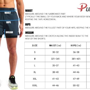 Pudolla Men’s 2 in 1 Running Shorts 5" Quick Dry Gym Athletic Workout Shorts for Men with Phone Pockets(Flame Orange Large)