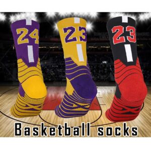 Bingfone 3 Pairs Basketball Socks,Compression Socks,Athletic Socks,Sport Socks for Men & Women,Running,Climbing (MJ-23)