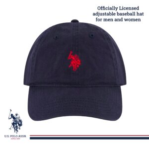 U.S. Polo Assn. mens U.s. Polo Assn. Washed Twill Cotton Adjustable Hat With Pony Logo and Curved Brim Baseball Cap, Navy Blue, One Size US