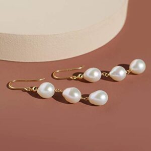 Pearl Drop Dangle Earrings for Women 14K Gold Filled Multiple Real White Freshwater cultured﻿ Pearl Earrings COMOTO Jewelry