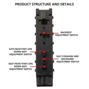 Dasbecan Left Driver Side Adjustment Power Seat Switch Compatible with Ford 2006-2019 Lincoln 2006-2019 Mercury 2006-2011 Replace# 9L3T-14B709-FAW 9L3Z-14A701-FB