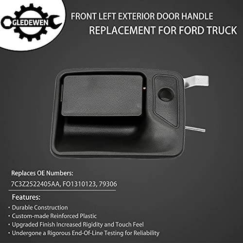 Exterior Door Handle, Compatible with 1999-2016 Ford F-250 F-350 F-450 F-550 Super Duty | 2000-2005 Ford Excursion & More, Front Outside Left Driver Side with Key Hole | Replace# 7C3Z-2522405-AA 79306