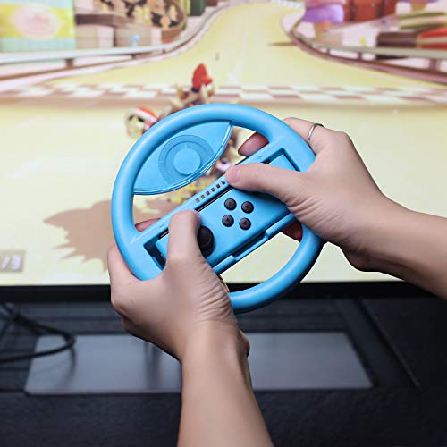 momen Switch Steering Wheel for Joycon Controller, Switch Racing Wheel Gaming Accessory Driving Grip for Mario Kart 8 Deluxe 2 Pack Wheels (Red&Blue)