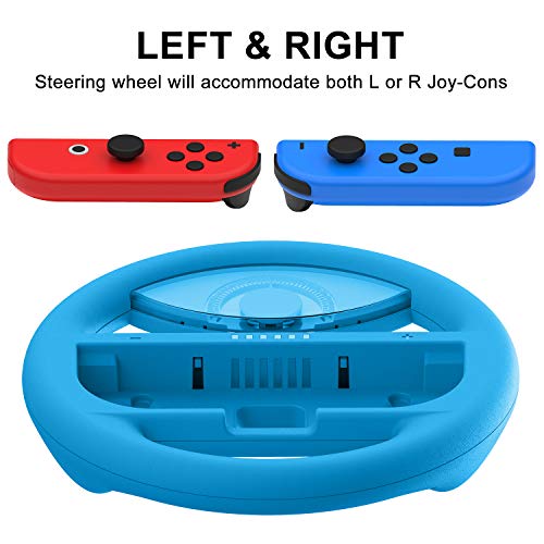 momen Switch Steering Wheel for Joycon Controller, Switch Racing Wheel Gaming Accessory Driving Grip for Mario Kart 8 Deluxe 2 Pack Wheels (Red&Blue)